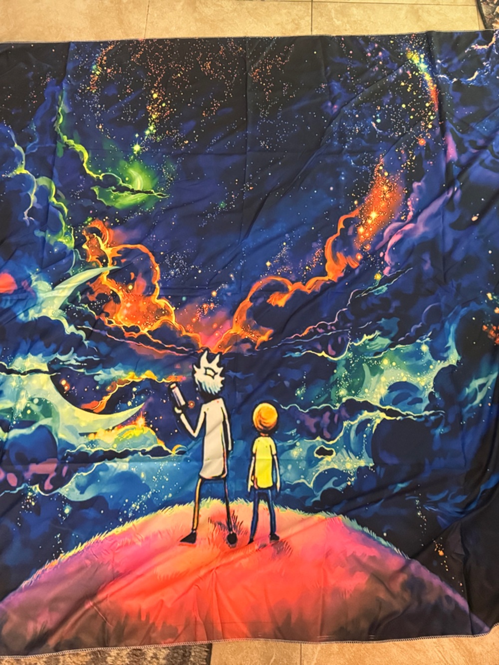 Cosmic Night Sky Wall Tapestry - Blue, Purple & Orange